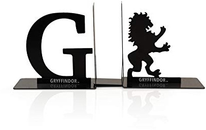 Harry Potter Buchstützen aus Metall – Schwarzes Hogwarts-Haus Gryffindor-Druckguss-Design – dekorativer Buchhalter – Zuhause, Büro, Küche, Raumdekor – Büchersammlung für Regale