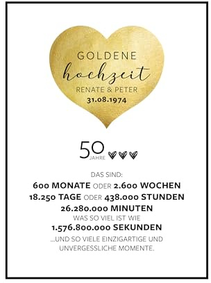 Goldene Hochzeit, Personalisiertes Poster, Geschenk Hochzeit, Hochzeitstag, Hochzeitsgeschenk, Liebe, Ehe, Traumpaar