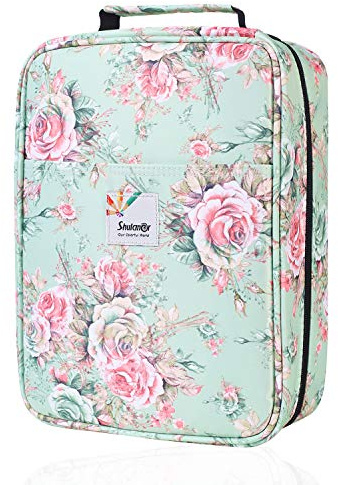 Shulaner 270 Slots Federmäppchen Organisator, große Kapazität Mehrlagige Pencil Case Mehrzweck Etui Federmappe Stationäre für Buntstift, Gelstift für Schüler Erwachsene - Grün Rose