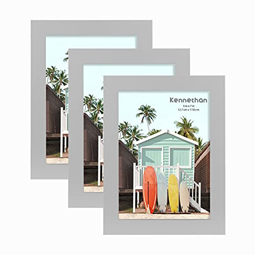 kennethan 3er-Set Fotorahmen,Grau 13x18 cm MDF-Holzrahmen mit Acrylglas. (Grau, 13x18-3er Pack)