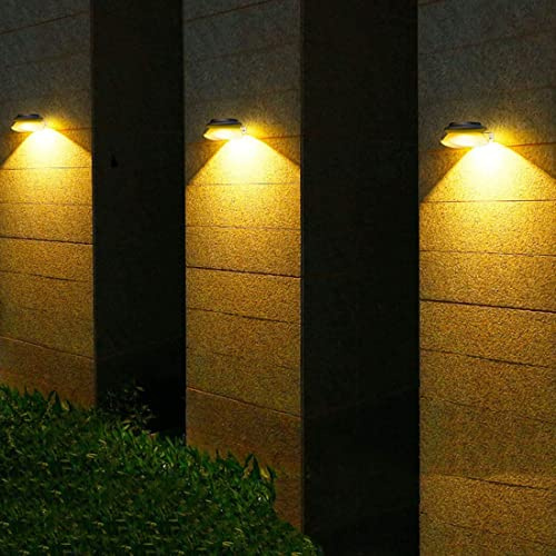 SUAVER 4pcs Solarlampen für Außen 9 LED Dachrinnen Solarleuchten Wasserdicht Zaunlicht Wireless Sicherheitswandleuchte Solar Außenlampe für Patio,Gehwege,Hof,Garage,Eave (Schwarzes warmweißes Licht)