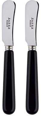 SABRE PARIS - Set of 2 Spreader Knives 5.5 inches - Pop Collection - Perfect for Butter, Tapenades, Spreads - Stainless Steel & Acrylic - Dishwasher Safe - Black