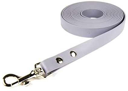 green-pawz Biothane® Schleppleine grau 19mm breit, wahlweise Länge 1-15 Meter (15 Meter ohne Handschlaufe)