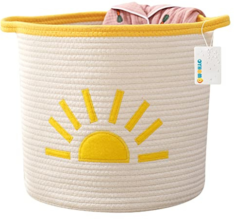 OYHOMO Baumwollseil Aufbewahrungskorb Baby Spielzeugkorb Geflochten Faltbare Wäschekorb Tier Dekorativer Korb für Kinderzimmer - Sonne