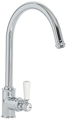 Milano Elizabeth Lever Handle Kitchen Sink Mixer Tap Swivel Spout - Chrome White