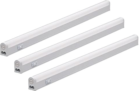 Oktaplex 3er Set Riga LED Unterbauleuchte 28 cm neutralweiß | 370lm 4000K mit Schalter 4W Leiste Weiß 230V erweiterbar