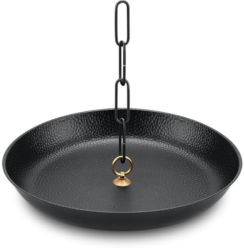 Layhit 30,5 cm Regenkette Becken schwarz pulverbeschichtet Hammermuster Regenkette Becken mit Ankerkette Fit Dachrinnen schwere Regenkette