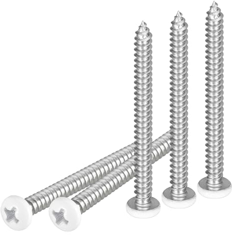 DTGN #8x2 White Screws 15Pack - 304 Stainless Steel Pan Head Phillips Sheet Metal Screw Self-tapping Screw Wood Screws