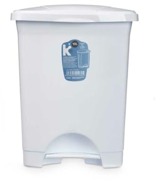 BigBuy Home Poubelle à pédale blanche en plastique 10 l (8 unités)