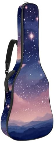 Universal Gitarrentasche, wasserdichte Gigbag mit mehreren Taschen, passend für 40/41/42 Zoll Akustikgitarre, Pink Starry Sky, mehrfarbig, 42.9x16.9x4.7 in, Gitarrentasche