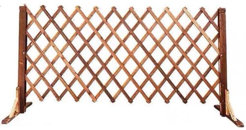 DECORN Ausziehbarer Sofortzaun Erweiterbarer Freistehender Gartenpflanzen-Gitterzaun aus Holz Einziehbarer Holzzaun, Pflanzenschutzgitter für Haus, Hof, Garten,180x82cm-Walnut
