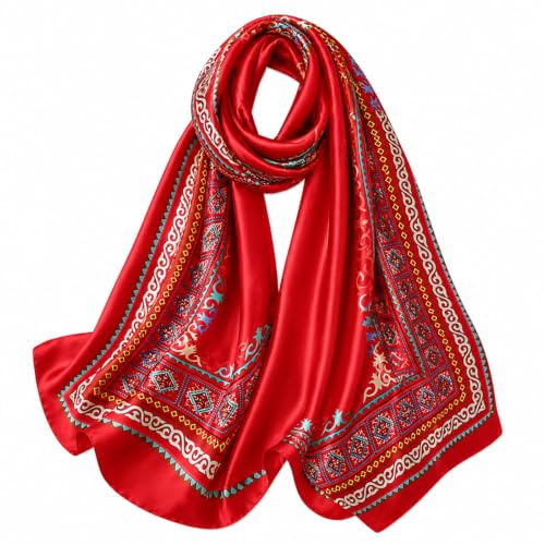 FAIRYGATE Stola für Abendkleid Silk Schals Women Seidenschals Shawl Satin Tuch Hijab Thin Handmade Seidentuch Damen Schal Muslin Beach Seide Tücher Leicht Scarf 180 * 90 CM 98032