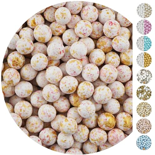 EinsSein 0,7kg Crispy Schokoperlen Mix large weiss-rosa-gold splashed | Gastgeschenke Hochzeit, Taufe, Kommunion, Konfirmation Weihnachten perfekt für Reagenzgläser | Alternative für Schokolinsen,