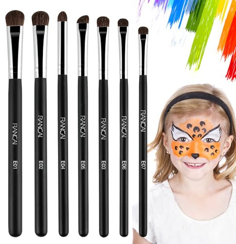 Lot de 7 pinceaux de maquillage professionnels pour enfants, pinceaux de maquillage pour enfants, pinceaux de maquillage pour théâtre, carnaval, peinture corporelle débutant (noir)