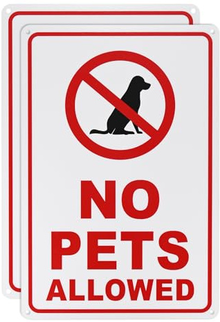 M METERXITY 2-Pack Cartel Prohibido Mascotas, 14 x 10 Pulgadas Sin Óxido Cartel No Perros Para Negocios Aluminio Impermeable Reflectante Para Patio/Piscina [Rojo Sobre Blanco]