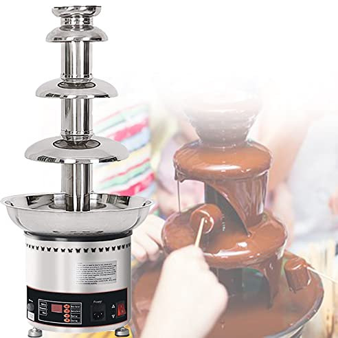 Máquina Eléctrica De Derretir Chocolate,Fuente De Fondue De Chocolate,Fuente De Fondue De Chocolate De Acero Inoxidable Fondue De Fusión De Chocolate Para Cocinar Bodas Comerciales En El Hogar,4Tier