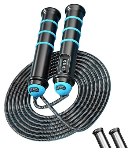 SueaLe Digitales Zählen Entfernbares Sprungseil Gewichtete Überspringen Von Seilseil Mit Antislip Für Fitness Enthusiasten