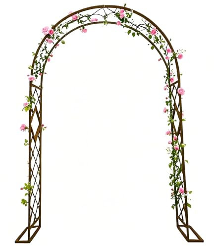 Arche Jardin Metal Arche à Rosiers de Plante grimpante 140x220cm 180x240cm 240x240cm Treillis de Robuste Arceau Tonnelle pour Mariage décoration(Bronze,1.4x2.2m)