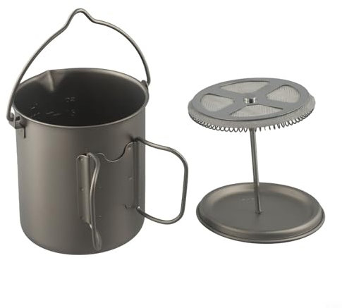 CashMuch Cafetière à piston de voyage 750 ml compacte en acier inoxydable manuelle avec écran en maille pour randonnée, pique-nique