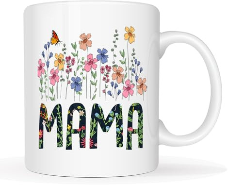 This Mama Ceramic Flower Mug – Perfect 1st Mother’s Day Gift – 11oz Tea/Coffee Mug with Floral Design for Mums