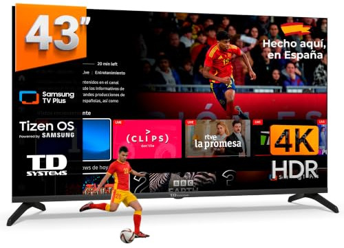 TD Systems - Smart TV 43 Pulgadas 4K HDR10 con Tizen OS 8.0 Powered by Samsung, Televisión con Sintonizador Triple, Televisores del 2026 | PRIME43C22TIZEN