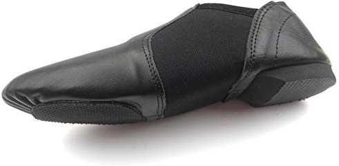 Scarpe da danza jazz slip-on, in pelle nera, con tacco in gomma, suola divisa, in neoprene, scarpe da ballo irlandesi per bambini, ragazze e bambini, Nero , 39 2/3 EU
