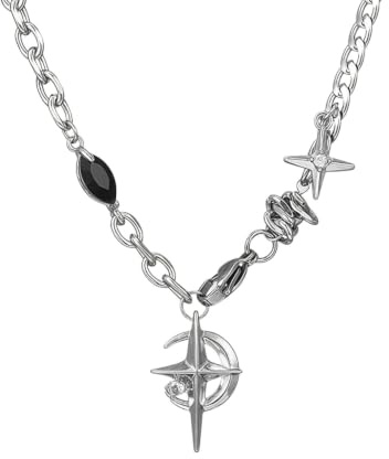 THLNDORXB Collar colgante de Hip Hop Star Moon Moon para hombre Mujer Cadena de clavícula no desvanecida Joyería unisex para parejas New POP