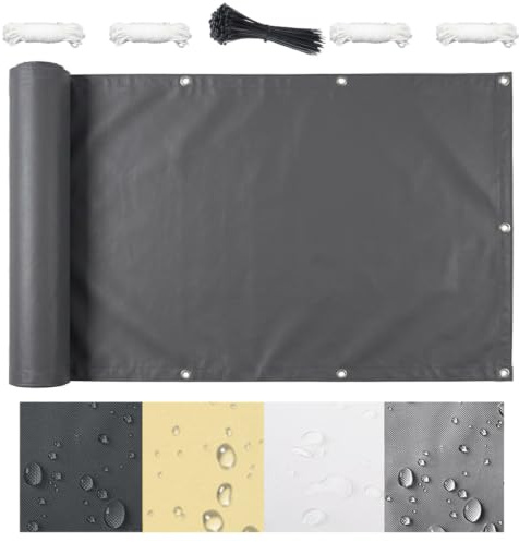 AJALGZ Cache Balcon Brise Vue 500x65cm, Protection UV & Imperméable À l'Épreuve des Intempéries, Brise-Vue Opaque Résistant au Vent pour Terrasse, Jardin et Extérieur, Anthracite