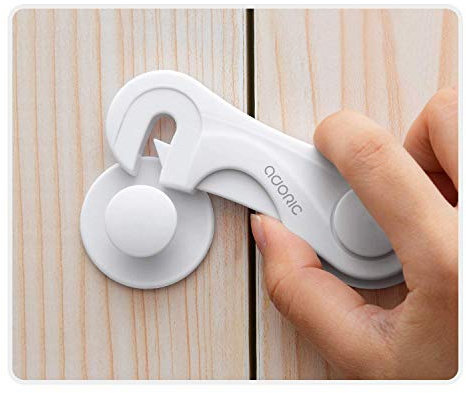 Cabinet Locks - Adoric Life Child Safety Locks 4 Pack - Baby Safety Cabinet Locks - Baby Proofing Cabinet Kitchen System with Strong Adhesive Tape