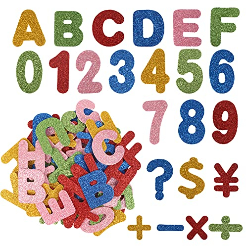 KATOOM 142STK Buchstaben Aufkleber Moosgummi Buchstaben Selbstklebend Buchstaben Deko für Schultüte Zahlen Aufkleber Klebebuchstaben Glitter Schaumstoff Sticker Alphabet für DIY Handwerk