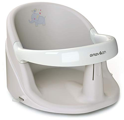BABYLON Anatomischer Baby Badewannensitz Nemo. Badesitz Baby mit Anti-Rutsch Saugnäpfe von 6 Monaten. Badewannen Zubehör für Mädchen und Jungen, Babywanneneinsatz Grau