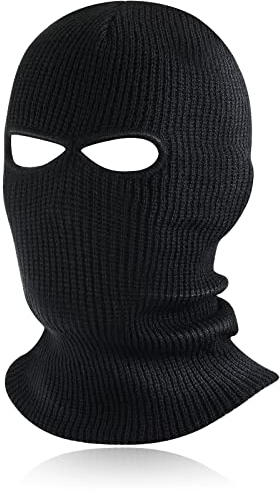 BBTO Gestrickte Skimaske Winter Sturmmaske Ski Sturmhaube mit 2 Löchern Ski Gesichtsabdeckung für Draußen Outdoorsports Radfahren Snowboarden für Radfahren Motorradfahren (Schwarz, Klassischer Stil)