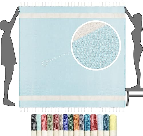 furora Holiday Strandtuch XXL 200x200 cm: Baumwolle, leicht dünn | Picknickdecke Stranddecke + Strandhandtuch Groß, Hamamtuch Saunatuch Damen Herren, Beach Towel Cotton Strandlaken, Urlaub Must Have