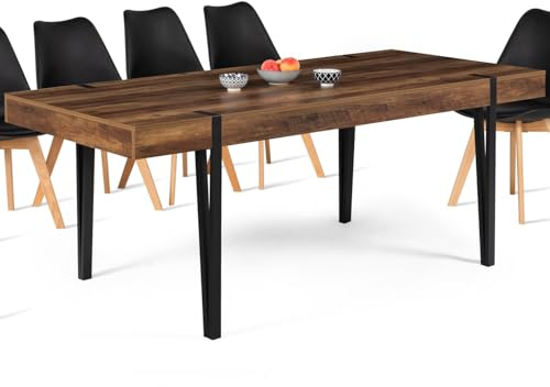 IDMarket – Mesa de comedor rectangular Austria para 10 personas, madera, pie de alfiler, 200 cm