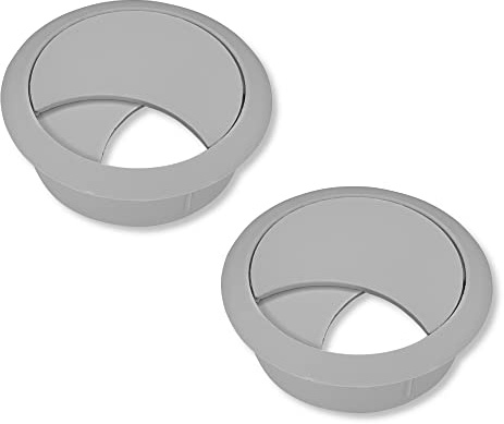 cyclingcolors 2x passe câble bureau table fil diamètre 58mm encastrable cordon prise ordinateur écran accessoire ameublement (gris)