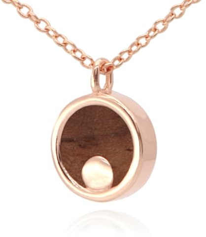 NaturSchatulle Holzschmuck Set Ohrringe Halskette Moonshine 9mm Damen Holzohrringe 925 Silber Rosegold Nussbaum Holz Ohrstecker Schmuck