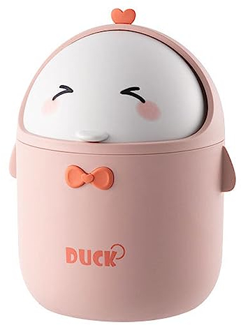 Greyoe Mini Cestino da Scrivania, pattumiera piccola, 1X cestino da tavolo per bagno, cucina, ufficio, cestino per rifiuti portatile in stile cartone animato, giallo (Rosa, 1)