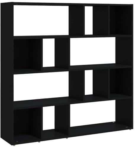 vidaXL Estantería y Biombo, Negro, 105x24x102 cm, Madera de ingeniería, Estantería Alta, Mueble Auxiliar, Librería, Separador de Oficina, Mueble hogar y Oficina