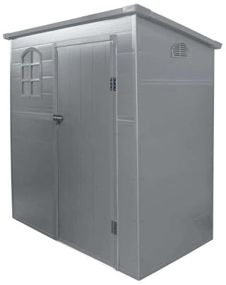 Briconess.com Casetta Cottage monofalda da Giardino Porta Attrezzi in Resina Effetto Legno Chamonix Grigio Chiaro