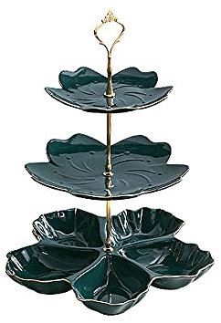 Kuchenständer ServierStänder Mode Keramik-Dessert-Platte Doppel-Dessert-Platte Kuchen-Tabelle Multi-Layer-Gebäck-Salon-Süßigkeiten-Frucht-Tablett-Ständer for Hochzeit Geburtstagsfeier Tortenständer (