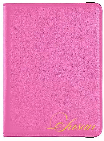 Personalisierte Reisepasshülle, Brieftasche, Kombi, individueller Name, PU-Leder, Reisepass, Impfkarten-Schutz für Damen und Herren, Reisegeschenk, Knallpink (Hot Pink), Einheitsgröße