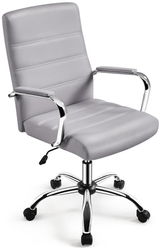 Yaheetech Silla Oficina Ergonómica con Reposabrazos Sillón Reclinable Gris