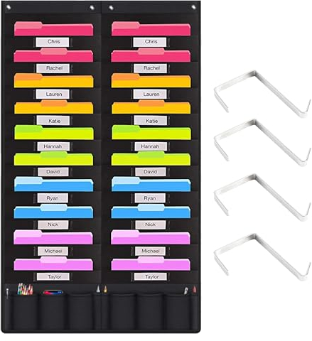 TNBRUA Wandbehang Ordner Datei Organizer, Aufbewahrungsfach Diagramm Datei Ordner Tasche, mit 30 Taschen für Dateien Scrapbook Papiere Magazine Organisation und 6 Taschen, für Büro Schule Zuhause