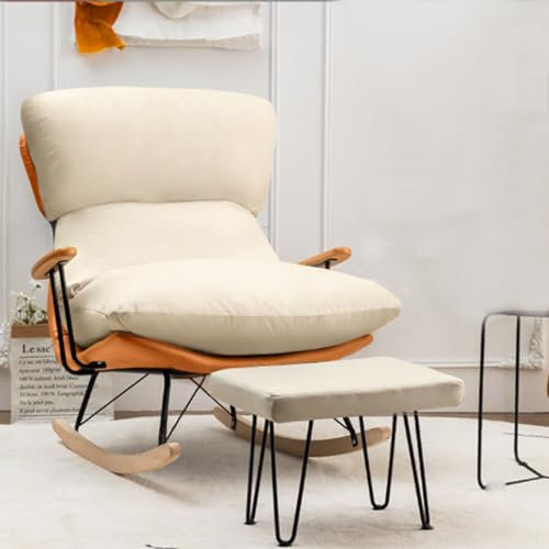 LOERSS Schaukelstuhl Für Den Innenbereich,Gepolsterter Gleiterstuhl,Verschiebbarer Liegestuhl,Sessel,Bequemer Beistellstuhl,Gepolsterter Sitz,Moderner Schaukelstuhl Für Kinderzimmer(Orange)