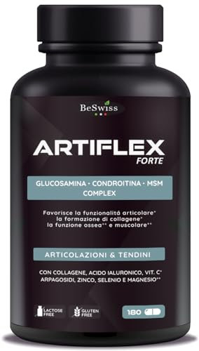 GLUCOSAMINA CONDROITINA MSM Artiflex - 180 Capsule Integratore Ossa Articolazioni Cartilagine | Collagene, Acido Ialuronico, Vitamine e Minerali | Alto Dosaggio - Efficace - Glucosamine Complex