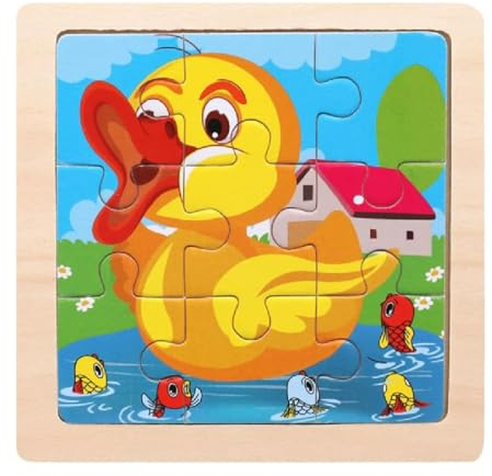 TNSRAY Holzpuzzle Holzspielzeug für Kinder I Holzpuzzle, Holzspielzeug ab 1 2 3 Jahren, Steckpuzzle Holz Montessori Spielzeug für Baby, Tier Holzpuzzle Puzzle Kleinkind Lernspielzeug für Kinder, Ente