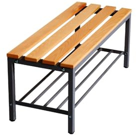 furni24 Panca per spogliatoi con griglia per scarpe, 100 x 42 x 40 cm, per spogliatoi, spogliatoi, panca sportiva, panca con vero legno per palestra