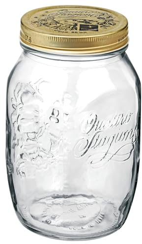 Bormioli Rocco Quattro Stagioni 79210-6 barattoli per marmellata con coperchio dorato, chiusura a chiave, coperchio 70 mm, 6 pezzi
