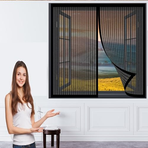 Insektenschutztür Fliegenschutz 90 x 200 cm Fenster Mückengitter in Verschiedenen Größen Auswählbar Fenster-Fliegengitter für Alle Fenster Bis, Schwarz