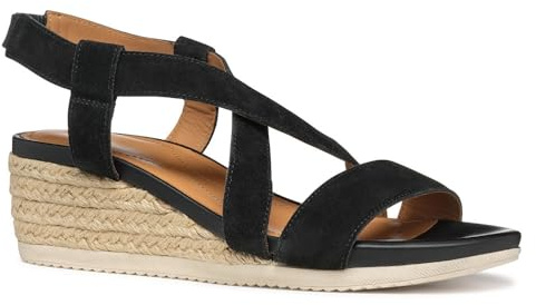 Geox D ISCHIA CORDA A, Sandale compensée femme, Black,
